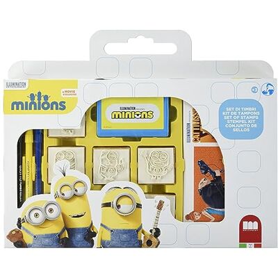 Multiprint Valigetta 7 Timbri per Bambini Minions 2, 100% Made in Italy, Set Timbrini Bimbi Personalizzati, in Legno e Gomma Naturale, Inchiostro Lavabile Atossico, Idea Regalo, Art.0 Multiprint Valigetta 7 Timbri per Bambini Minions 2, 100% Made in Italy, Set Timbrini Bimbi Personalizzati, in Legno e Gomma Naturale, Inchiostro Lavabile Atossico, Idea Regalo, Art.0