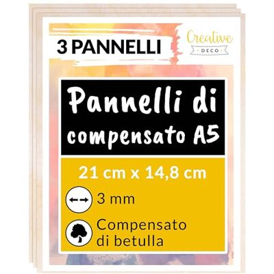 Creative 3x A5 Pannelli Compensato 148 x 210 x 3 mm Legno Betulla 3mm Fogli di Legno per Decorazione, Modellare, Taglio Laser, Pirografia, Pareti Creative 3x A5 Pannelli Compensato 148 x 210 x 3 mm Legno Betulla 3mm Fogli di Legno per Decorazione, Modellare, Taglio Laser, Pirografia, Pareti