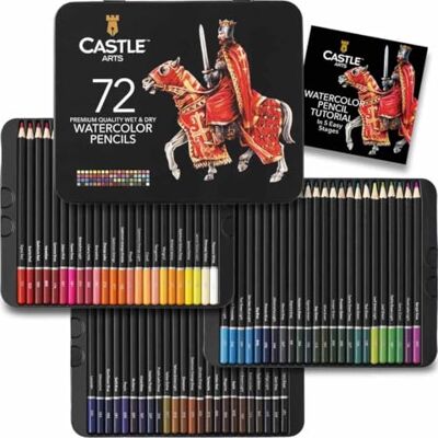 ART Set di 72 Matite Acquerellabili per Adulti Pigmenti vibranti per mescolanze, disegni e dipinti per professionisti e hobbisti adulti in cofanetto di metallo ART Set di 72 Matite Acquerellabili per Adulti Pigmenti vibranti per mescolanze, disegni e dipinti per professionisti e hobbisti adulti in cofanetto di metallo