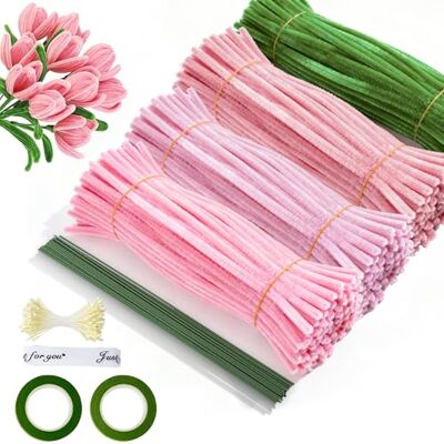 Elalove Set di 400 detergenti per pipa per fai da te, nastro regalo e nastro adesivo – ideale per progetti fai da te come fiori secchi, Diamond Painting e decorazioni floreali (rosa) Elalove Set di 400 detergenti per pipa per fai da te, nastro regalo e nastro adesivo – ideale per progetti fai da te come fiori secchi, Diamond Painting e decorazioni floreali (rosa)