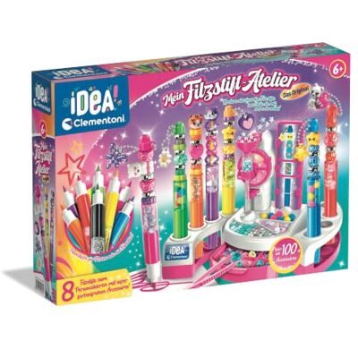 Clementoni Mein Filzstift-Atelier Set di penne fai da te con 8 penne e personaggi, decorazioni e adesivi, giocattolo creativo e set regalo per bambini dai 6 anni in su Clementoni Mein Filzstift-Atelier Set di penne fai da te con 8 penne e personaggi, decorazioni e adesivi, giocattolo creativo e set regalo per bambini dai 6 anni in su