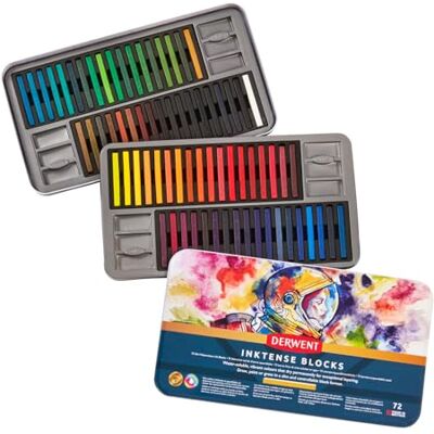 Derwent Inktense Scatola in Metallo da 72 Colori Acquerellabili da 8 mm, Solubili in Acqua, Adatti a Disegnare, Colorare e Dipingere su Carta e Tessuto (2301980) Derwent Inktense Scatola in Metallo da 72 Colori Acquerellabili da 8 mm, Solubili in Acqua, Adatti a Disegnare, Colorare e Dipingere su Carta e Tessuto (2301980)
