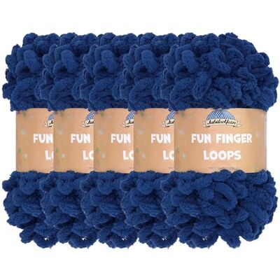 BambooMN JubileeYarn Fun Finger Loops Yarn – Filato in poliestere Jumbo – 100 g/matassa – blu navy – 5 matasse BambooMN JubileeYarn Fun Finger Loops Yarn – Filato in poliestere Jumbo – 100 g/matassa – blu navy – 5 matasse
