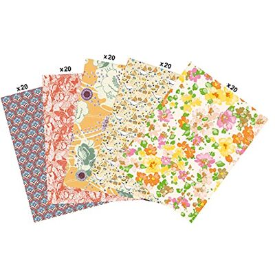 décopatch Maxi pack da 100 fogli 30x40 cm motivi assortiti (5 fantasie x 20 volte), giallo décopatch Maxi pack da 100 fogli 30x40 cm motivi assortiti (5 fantasie x 20 volte), giallo