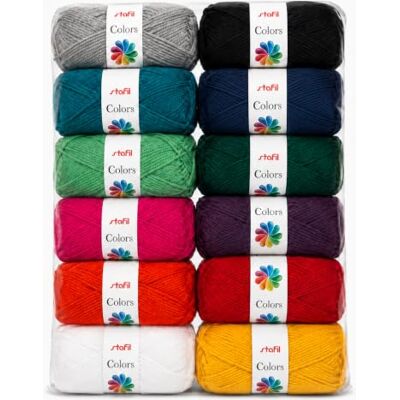 Stafil Colors Set Filati Acrilici 12 Colori Base – 12 Gomitoli da 50 g (600 g Totali) – Lana Acrilica per Uncinetto, Maglia, Amigurumi, Crochet e Lavori Creativi Stafil Colors Set Filati Acrilici 12 Colori Base – 12 Gomitoli da 50 g (600 g Totali) – Lana Acrilica per Uncinetto, Maglia, Amigurumi, Crochet e Lavori Creativi