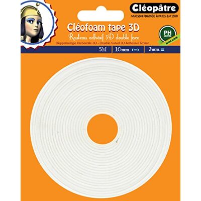 Cléopâtre Cléofoam Tape 3D Rotolo biadesivo in 2 mm di spessore per scrapbooking Cléopâtre Cléofoam Tape 3D Rotolo biadesivo in 2 mm di spessore per scrapbooking