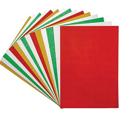 Baker Ross Fogli di carta glitterata, formato A4, per lavori artistici e artigianali, confezione da 15 Baker Ross Fogli di carta glitterata, formato A4, per lavori artistici e artigianali, confezione da 15