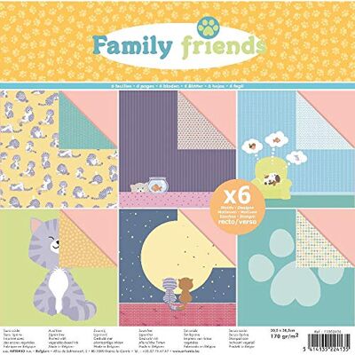 Artemio Set 6 fogli Family Friends Gatti unità duplex 170 gr, multicolore, 30 x 30 cm Artemio Set 6 fogli Family Friends Gatti unità duplex 170 gr, multicolore, 30 x 30 cm