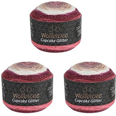 Wollbiene Cupcake Glitter Simli, 3 gomitoli di lana da 150 g, 450 g, per lavorare a maglia e all'uncinetto, lana turca, colori sfumati (3080 beige, marrone) Wollbiene Cupcake Glitter Simli, 3 gomitoli di lana da 150 g, 450 g, per lavorare a maglia e all'uncinetto, lana turca, colori sfumati (3080 beige, marrone)