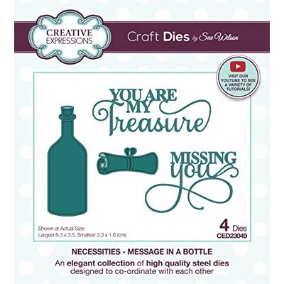 Creative Sue Wilson Bisogno Messaggio in bottiglia Fustella artigianale Creative Sue Wilson Bisogno Messaggio in bottiglia Fustella artigianale