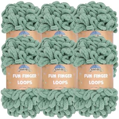 BambooMN JubileeYarn, Gomitolo di filato ad anelli Jumbo, da intrecciare con le dita, 100 g/filato, colore Hunter (verde), confezione da 6 BambooMN JubileeYarn, Gomitolo di filato ad anelli Jumbo, da intrecciare con le dita, 100 g/filato, colore Hunter (verde), confezione da 6