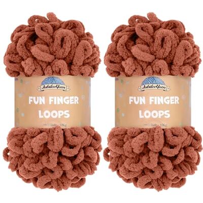 BambooMN JubileeYarn Fun Finger Loops Gomitolo di filato jumbo in poliestere, 100 g/matassa, 2 matasse BambooMN JubileeYarn Fun Finger Loops Gomitolo di filato jumbo in poliestere, 100 g/matassa, 2 matasse