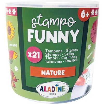 Aladine Timbri per Bambini Natura con Inchiostro Nero Stampo + Inchiostro Nero Stampo Funny 2-5 cm Aladine Timbri per Bambini Natura con Inchiostro Nero Stampo + Inchiostro Nero Stampo Funny 2-5 cm