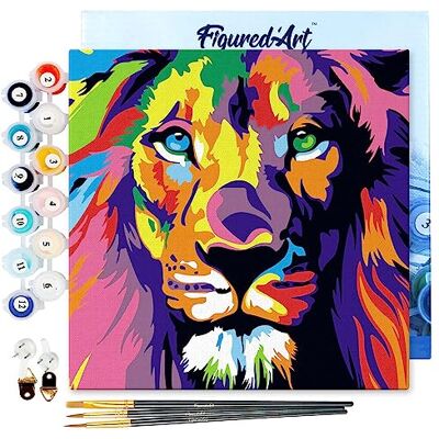 Mini Dipingere con i Numeri 20x20cm con Telaio Paint by Numbers Leone Pop Art, Passatempo per Adulti, Kit Completo, Hobby Creativi Quadri fai da te Tela Già Incorniciata Mini Dipingere con i Numeri 20x20cm con Telaio Paint by Numbers Leone Pop Art, Passatempo per Adulti, Kit Completo, Hobby Creativi Quadri fai da te Tela Già Incorniciata