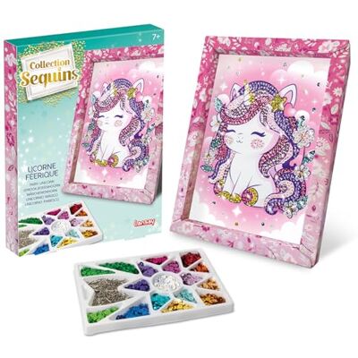 Lansay COLLECTION SEQUINS Unicorno Fatato Kit Creativo Paillettes per Bambini dai 7 Anni Quadro Luccicante con Cornice, Spilli e Mosaico di Sequins Attività Manuale Idea Regalo Lansay COLLECTION SEQUINS Unicorno Fatato Kit Creativo Paillettes per Bambini dai 7 Anni Quadro Luccicante con Cornice, Spilli e Mosaico di Sequins Attività Manuale Idea Regalo