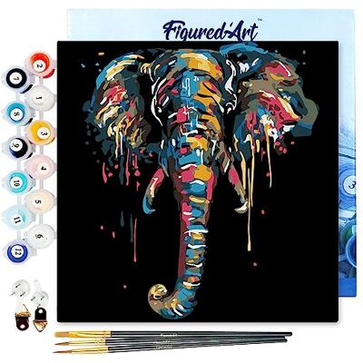 ART Mini Dipingere con i Numeri 20x20cm con Telaio Paint by Numbers Elefante, Passatempo per Adulti, Kit Completo, Hobby Creativi Quadri fai da te Tela Già Incorniciata ART Mini Dipingere con i Numeri 20x20cm con Telaio Paint by Numbers Elefante, Passatempo per Adulti, Kit Completo, Hobby Creativi Quadri fai da te Tela Già Incorniciata