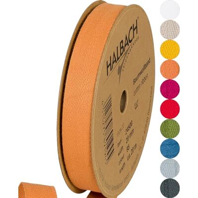 Halbach Seidenbänder Nastro di cotone, 20 mm x 20 m, 100% cotone, giallo ocra, tinta unita, classico, adatto per tutte le occasioni, casual Halbach Seidenbänder Nastro di cotone, 20 mm x 20 m, 100% cotone, giallo ocra, tinta unita, classico, adatto per tutte le occasioni, casual