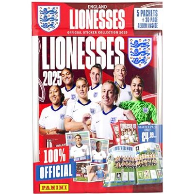 Panini Collezione di adesivi ufficiali delle leonesse dell'Inghilterra 2025, confezione iniziale Panini Collezione di adesivi ufficiali delle leonesse dell'Inghilterra 2025, confezione iniziale
