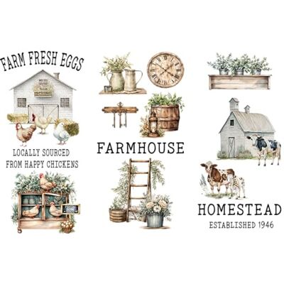 Thymeless Designs (Farmhouse) Trasferimenti per decorazioni per la casa, 3 fogli di design, 15,2 x 30,5 cm, adesivi per mobili e artigianato, da Thymeless Designs (Farmhouse) Trasferimenti per decorazioni per la casa, 3 fogli di design, 15,2 x 30,5 cm, adesivi per mobili e artigianato, da