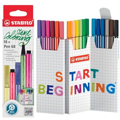 Set di Penne Feltro STABILO Pen 68 - Colori assortiti - 12 pezzi Set di Penne Feltro STABILO Pen 68 - Colori assortiti - 12 pezzi