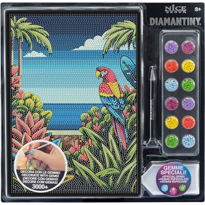 DIAMANTINY Level Up Tropical Mood Creative Art, Kit Crea Il Mosaico con i Numeri, Pappagallo con Mare DIAMANTINY Level Up Tropical Mood Creative Art, Kit Crea Il Mosaico con i Numeri, Pappagallo con Mare
