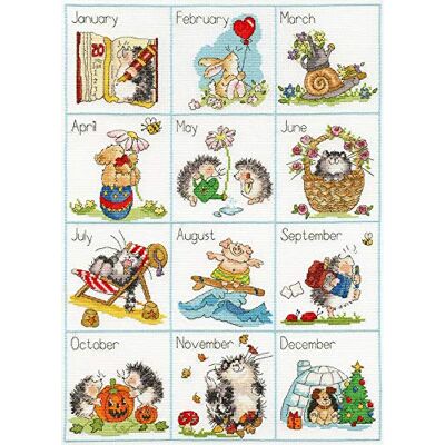 Bothy Threads Kit per punto croce, motivo: calendario creature Bothy Threads Kit per punto croce, motivo: calendario creature