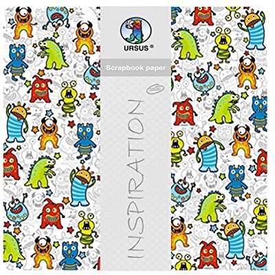 URSUS Premium Glitter Scrapbook Paper Monster, ca. 30,5 x 30,5 cm, 5 Fogli URSUS Premium Glitter Scrapbook Paper Monster, ca. 30,5 x 30,5 cm, 5 Fogli