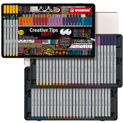 STABILO Creative Tips Set di punte multiple ARTY Scatola in Metallo da 50 URBAN 6 colori assortiti STABILO Creative Tips Set di punte multiple ARTY Scatola in Metallo da 50 URBAN 6 colori assortiti