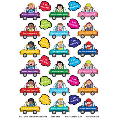 C.S.KIDS C.S. Kids KS1 Drive To Excellence Adesivi per auto per insegnanti e genitori, adesivi per lode per bambini, confezione da 180 pezzi, C.S.KIDS C.S. Kids KS1 Drive To Excellence Adesivi per auto per insegnanti e genitori, adesivi per lode per bambini, confezione da 180 pezzi,