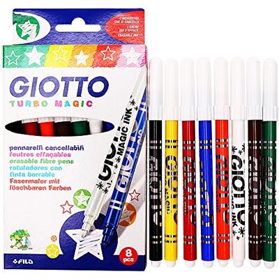 Giotto 422700 Turbo Magic Astuccio da 7 Pennarelli Colorati e 1 Pennarello Cancellatore Giotto 422700 Turbo Magic Astuccio da 7 Pennarelli Colorati e 1 Pennarello Cancellatore