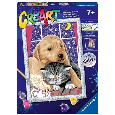 Ravensburger CreArt: Amici pelosi – Dipingere con i Numeri per Bambini 7+ Anni, Kit Pittura con Tavole, Cornice con Brillantini, Pennello e Colori Inclusi, 18 x 24 cm, Idee Regalo Ravensburger CreArt: Amici pelosi – Dipingere con i Numeri per Bambini 7+ Anni, Kit Pittura con Tavole, Cornice con Brillantini, Pennello e Colori Inclusi, 18 x 24 cm, Idee Regalo