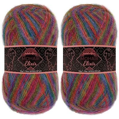 BambooMN JubileeYarn Gomitolo di filato Mohair Elixir, 50 g/matassa, misto lana baby, color Peach Bellini, 2 matasse BambooMN JubileeYarn Gomitolo di filato Mohair Elixir, 50 g/matassa, misto lana baby, color Peach Bellini, 2 matasse