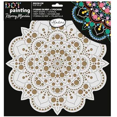 Aladine Kit Mandala 30 cm in Dot Painting Cofanetto Mandala con stencil Mandala e supporto in legno Aladine Kit Mandala 30 cm in Dot Painting Cofanetto Mandala con stencil Mandala e supporto in legno