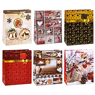 TSI Sacchetti da Regalo, 6 Motivi di Natale, Misura 32 X 26 X 13,5 Cm, Confezione da 12 Pezzi TSI Sacchetti da Regalo, 6 Motivi di Natale, Misura 32 X 26 X 13,5 Cm, Confezione da 12 Pezzi
