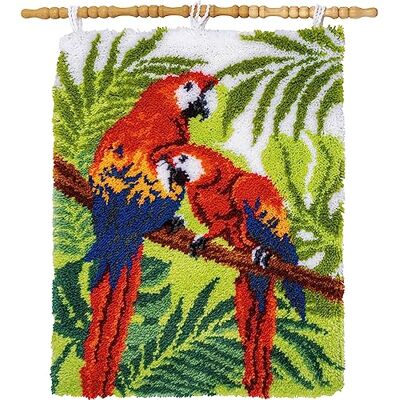 Vervaco Latch Hook Kit Per Tappetto PAPPAGALLI NELLA GIUNGLA Kit Gancio Di Chiusura Tappeto ca. 55 x 72 cm Set Ricamo Principianti Casa Decorazioni Attività Creative Adulti Hobby Rilassanti Vervaco Latch Hook Kit Per Tappetto PAPPAGALLI NELLA GIUNGLA Kit Gancio Di Chiusura Tappeto ca. 55 x 72 cm Set Ricamo Principianti Casa Decorazioni Attività Creative Adulti Hobby Rilassanti