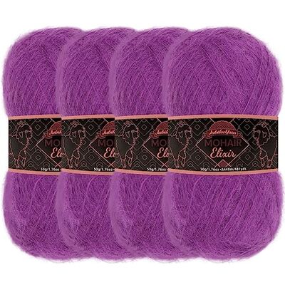 BambooMN JubileeYarn Gomitolo di filato Mohair Elixir, 50 g/matassa, misto lana per bambini, Dragonfruit Paloma, 4 matasse BambooMN JubileeYarn Gomitolo di filato Mohair Elixir, 50 g/matassa, misto lana per bambini, Dragonfruit Paloma, 4 matasse