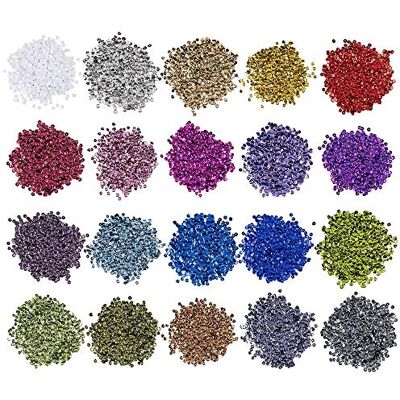 ideen mit herz Set di paillettes metallizzate, 20 colori in sacchetto da 15 g paillettes da cucire, incollare, infilare cucito, artigianato, gioielli fai da te (Ø 4 mm – 60000 pezzi) ideen mit herz Set di paillettes metallizzate, 20 colori in sacchetto da 15 g paillettes da cucire, incollare, infilare cucito, artigianato, gioielli fai da te (Ø 4 mm – 60000 pezzi)