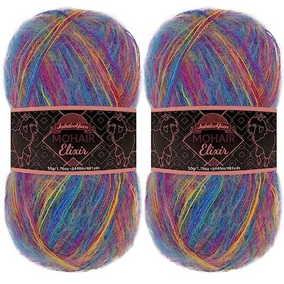 BambooMN JubileeYarn Gomitolo di filato Mohair Elixir, 50 g/matassa, misto lana per bambini, Waikiki Beachcomber, 2 matasse BambooMN JubileeYarn Gomitolo di filato Mohair Elixir, 50 g/matassa, misto lana per bambini, Waikiki Beachcomber, 2 matasse