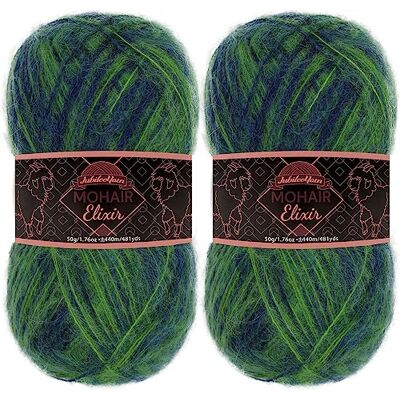 BambooMN JubileeYarn Mohair Elixir Gomitolo di lana per bambini, 2 gomitoli, colore: Laguna blu BambooMN JubileeYarn Mohair Elixir Gomitolo di lana per bambini, 2 gomitoli, colore: Laguna blu