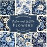 Law, Kara Blue and White Flowers: Scrapbook, Craft, Decoupage paper, 24 double-sided sheets, 12 designs, 6'' x 6''