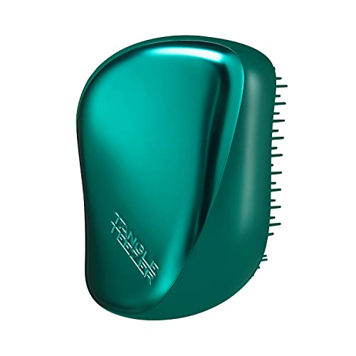 Tangle Teezer The Compact Styler Detangling Hairbrush   Travel-Friendly with Protective Cover & Two-Tiered Teeth Design   Perfect for Wet, Dry & Flyaway Hair   Green Jungle