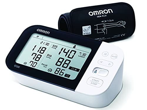 OMRON Misuratore di Pressione e Battito da Braccio, M7 Intelli IT, HEM-7361T-EBK, Bracciale IntelliWrap 22-42 cm, Tecnologia Intellisense, Clinicamente Validato, AFib, Batterie, Custodia