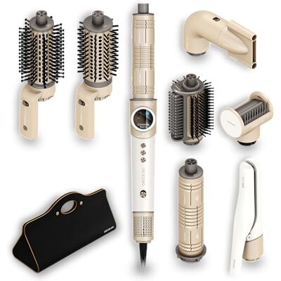 Cecotec Spazzola ad Aria Multistyler AirGlisse 8in1 Champagne. 1400W, 110000rpm, Piastre Riscaldanti, Rotazione, Funzione Plasma, Coanda 37 mm, 8 Accessori, Tecnologia PTC, Anti Crespo Cecotec Spazzola ad Aria Multistyler AirGlisse 8in1 Champagne. 1400W, 110000rpm, Piastre Riscaldanti, Rotazione, Funzione Plasma, Coanda 37 mm, 8 Accessori, Tecnologia PTC, Anti Crespo