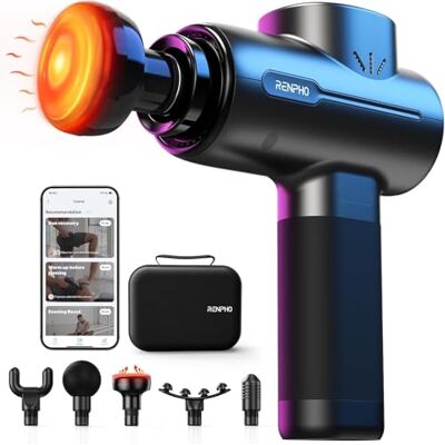 RENPHO Pistola Massaggio Muscolare con Calore e Bluetooth, Professionale Pistola Massaggiante App Compatibile, Ricarica di Tipo-C e Display LED, Massaggiatore Muscolare per il Rilassamento Muscolare RENPHO Pistola Massaggio Muscolare con Calore e Bluetooth, Professionale Pistola Massaggiante App Compatibile, Ricarica di Tipo-C e Display LED, Massaggiatore Muscolare per il Rilassamento Muscolare