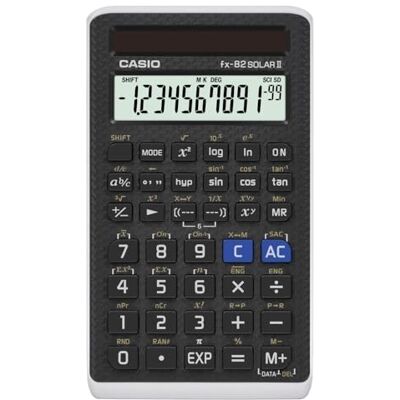 Casio Calcolatrice Scientifica, 144 funzioni, alimentazione solare, Nero/Grigio Casio Calcolatrice Scientifica, 144 funzioni, alimentazione solare, Nero/Grigio