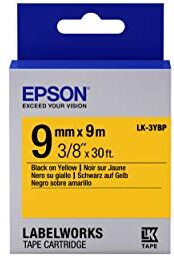 Epson Nastro fondo Pastello Giallo per testo Nero 9/9 LK-3YBP