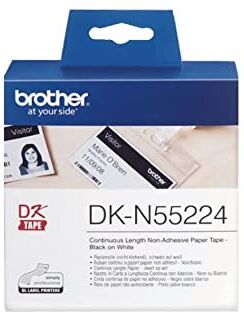 Brother DKN55224 Nastro per Etichette, Nero/Bianco