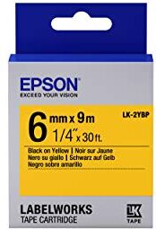 Epson Nastro fondo Pastello Giallo per testo Nero 6/9 LK-2YBP