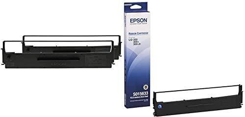 Epson Sidm Nastro Per Stampante Per Lx-350/300+/300+Ii, Confezione Doppia, Nero & C13S015633 Cinta Para Impresora Matricial, Negro