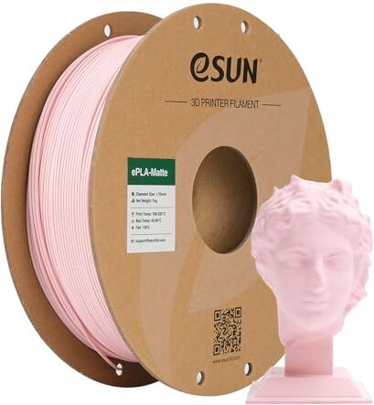 eSUN Filamento per Stampante 3D PLA Opaco Aggiornato, Filamento PLA Opaco da 1.75mm, Precisione Dimensionale +/- 0.02mm, Bobina da 1kg Filamento per Stampa 3D per Stampanti 3D, Rosa Pesca Opaco